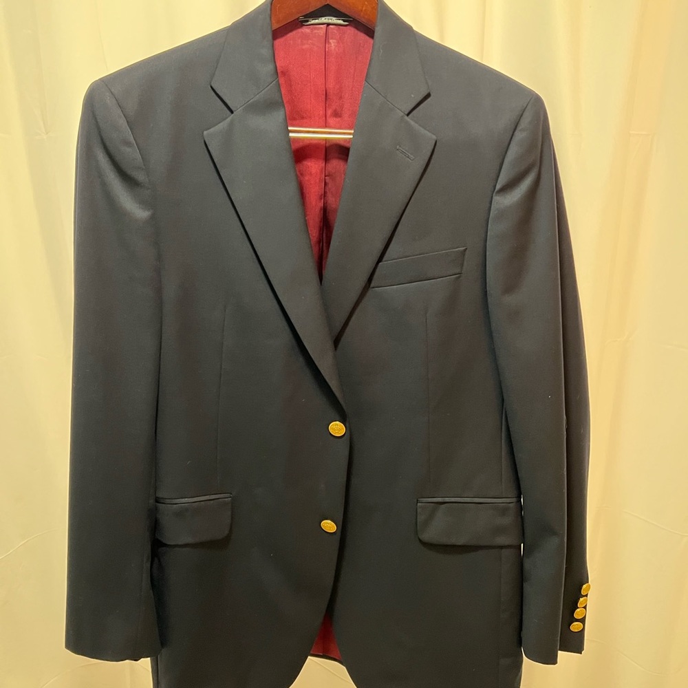 Jack Victor Navy Blazer 42R Gold Buttons Sals Fifth Avenue